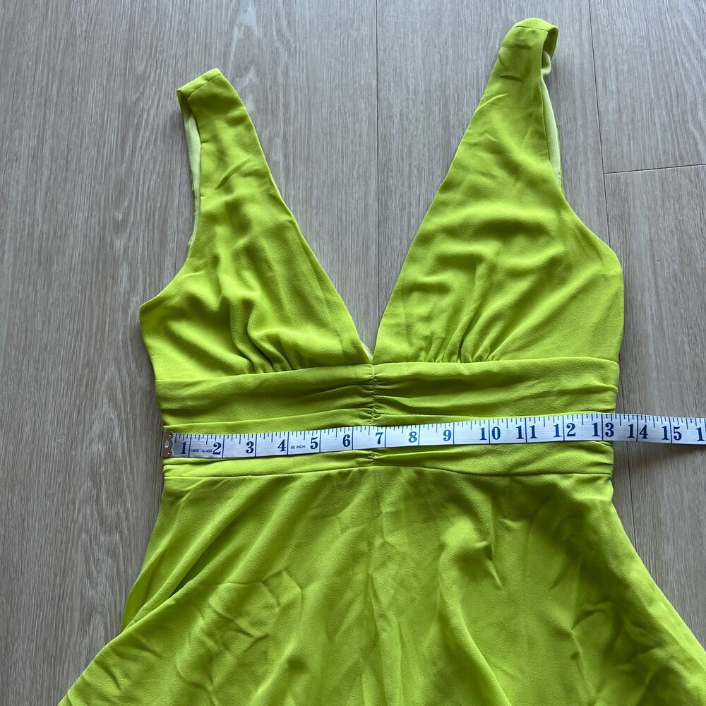 Lulu's Maxi Dress Small Celebration Time Sleeveless Tiered Midi Lime Green FLAW - Picture 7 of 16